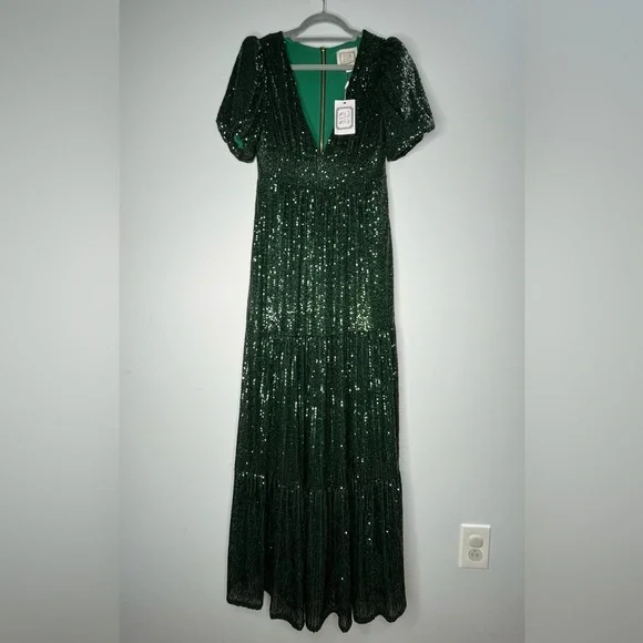 NWT Sail to Stable x Style Charade Emerald Ava Sequin Maxi Dress in Size XS - Picture 3 of 8